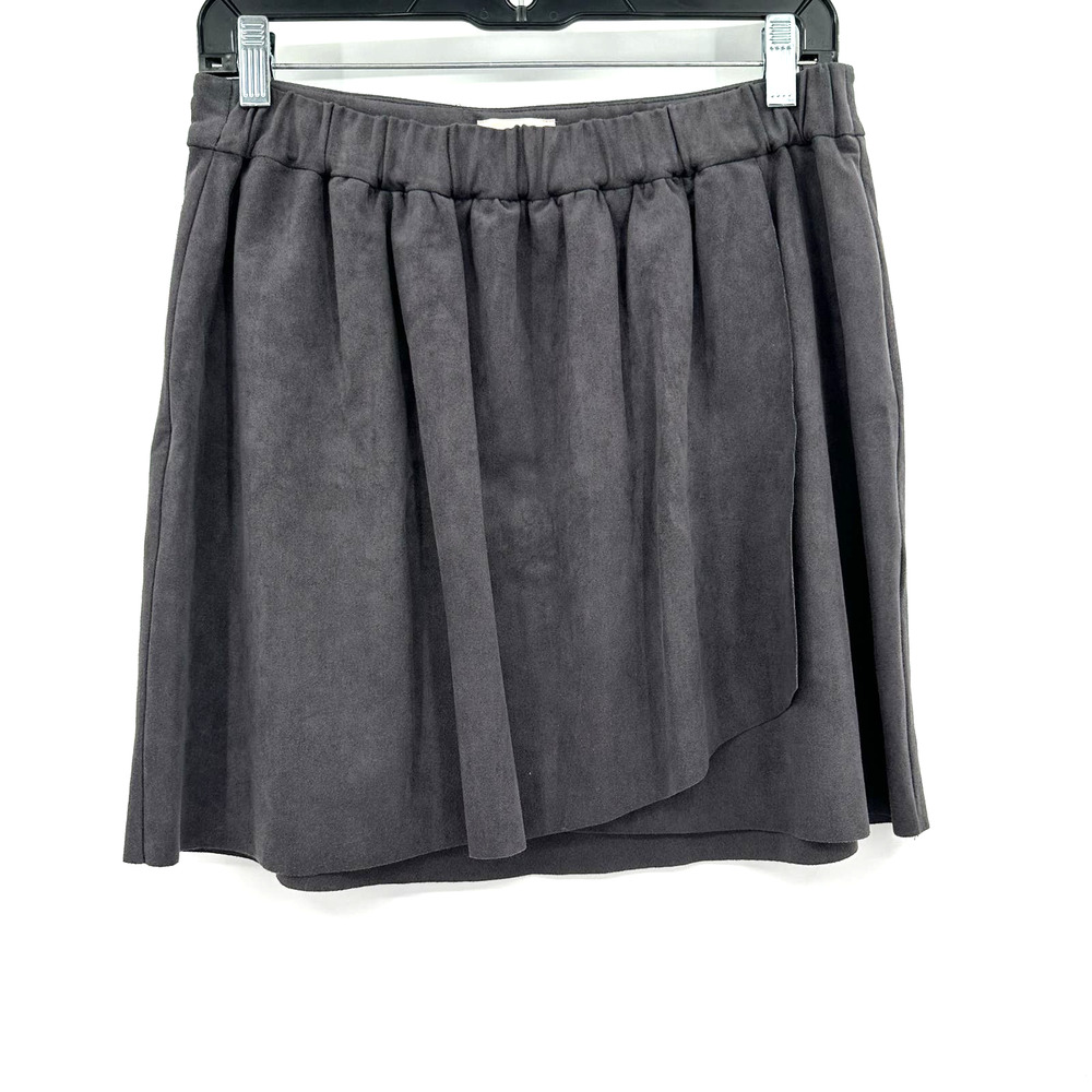 Wilfred Free size Large gray faux suede wrap style mini skirt Aritzia brand